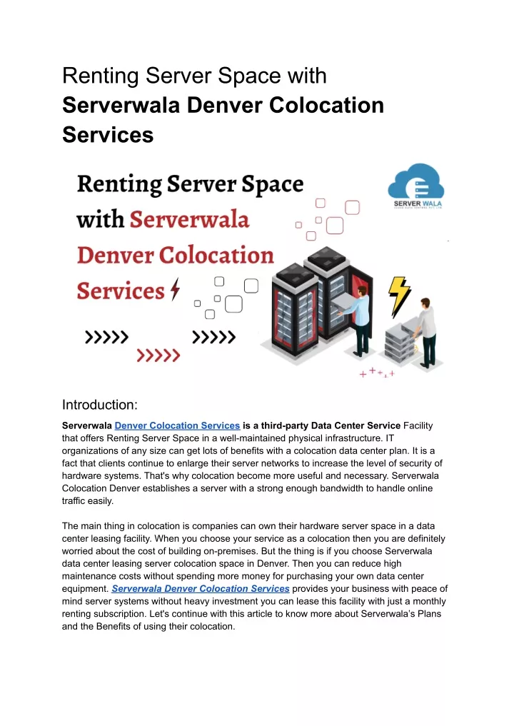 renting server space with serverwala denver