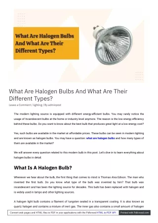 what are halogen bulbs and what are their