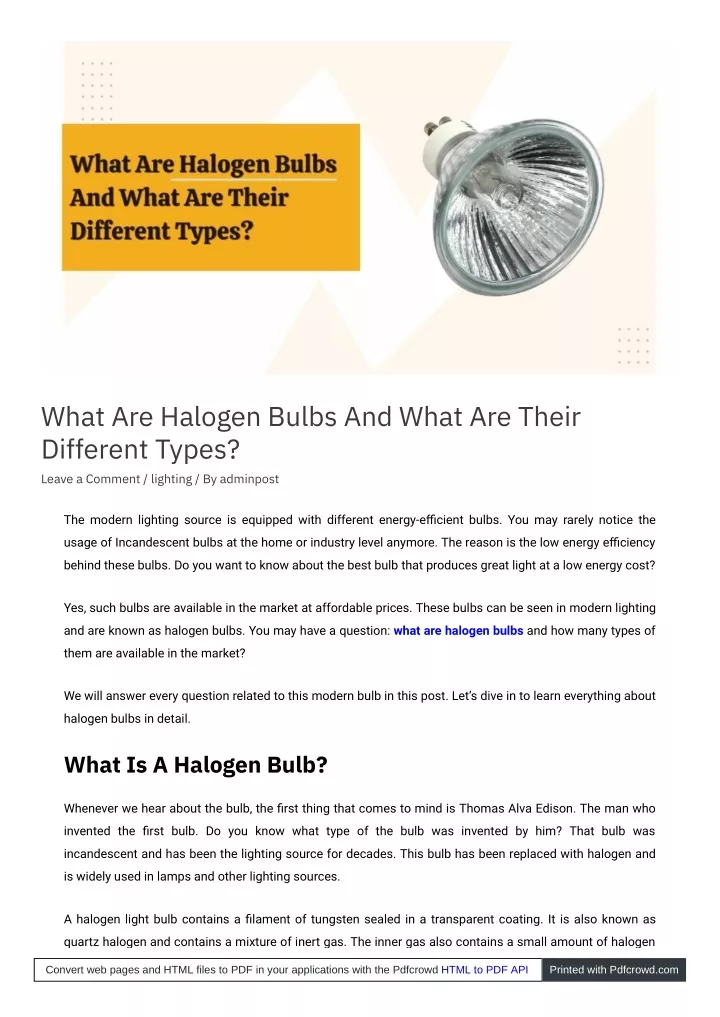 what are halogen bulbs and what are their