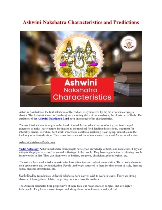 ashwini nakshatra characteristics and predictions
