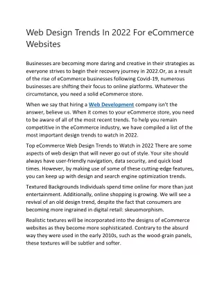 Web Design Trends In 2022 For E-commerce Websites