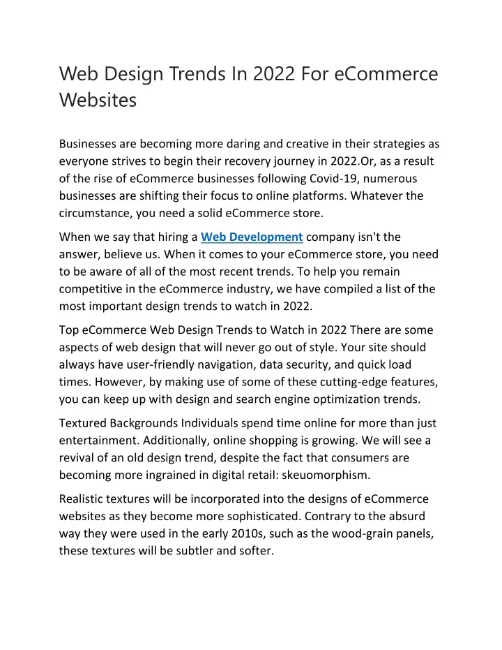 web design trends in 2022 for ecommerce websites