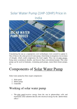 Solar Water Pump Price in India