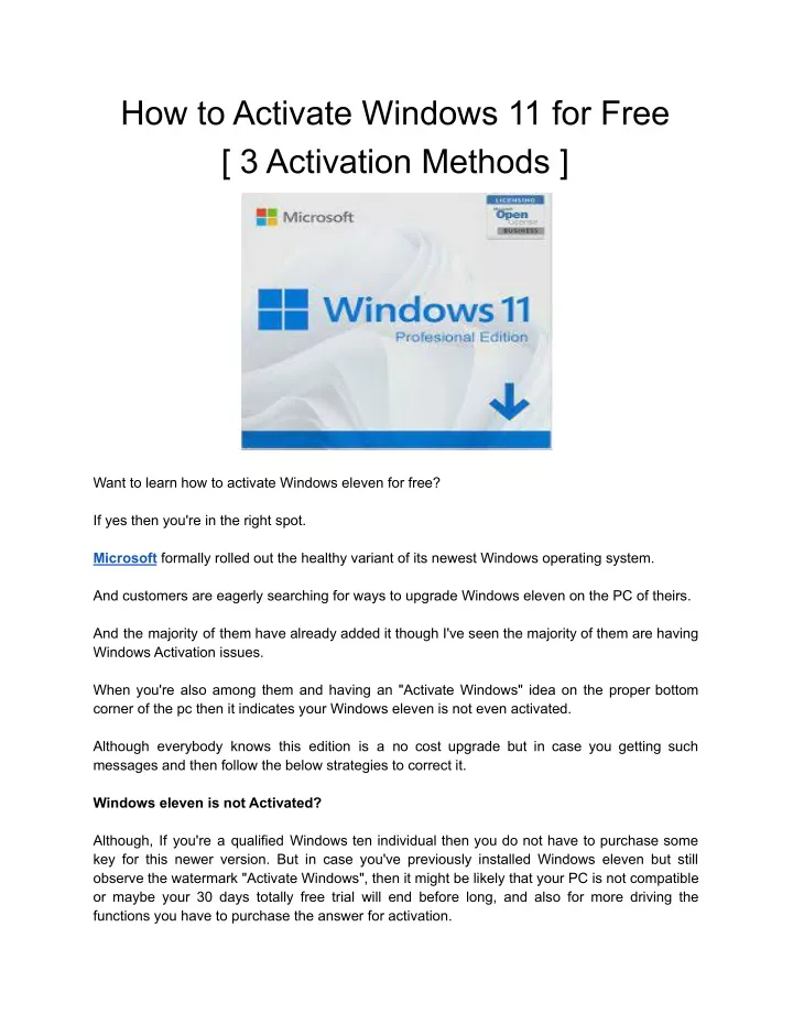 how to activate windows 11 for free 3 activation
