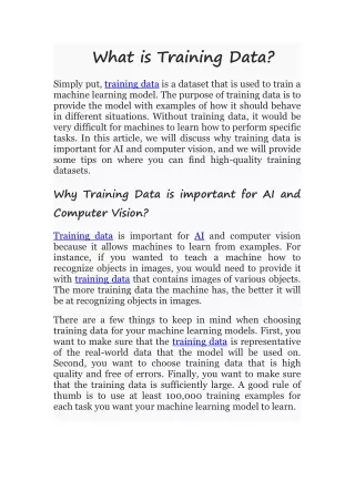 What is Training Data