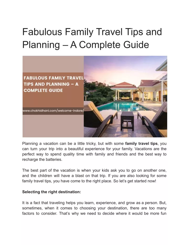 fabulous family travel tips and planning