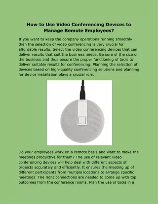 How to Use Video Conferencing Devices to Manage Remote Employees