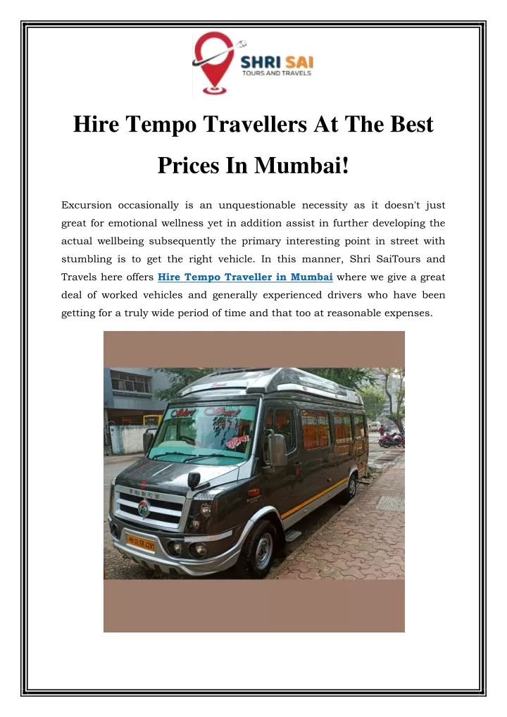 hire tempo travellers at the best