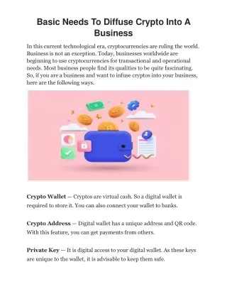 basic needs to diffuse crypto into a business