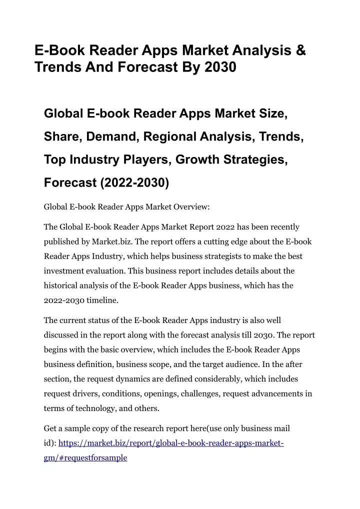 e book reader apps market analysis trends