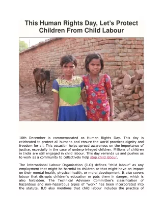 This Human Rights Day, Let’s Protect Children From Child Labour