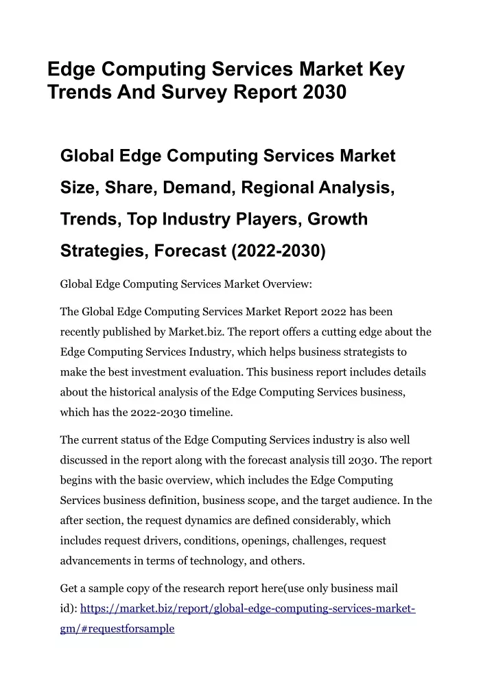 edge computing services market key trends