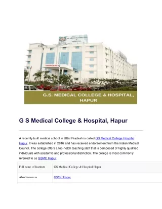 GS Medical College