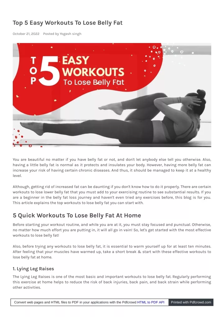 top 5 easy workouts to lose belly fat