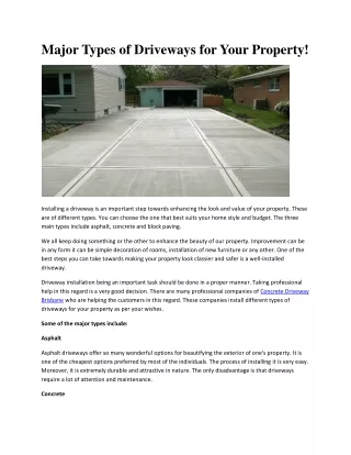 Major Types of Driveways for Your Property