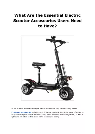 What Are the Essential Electric Scooter Accessories Users Need to Have.ppt