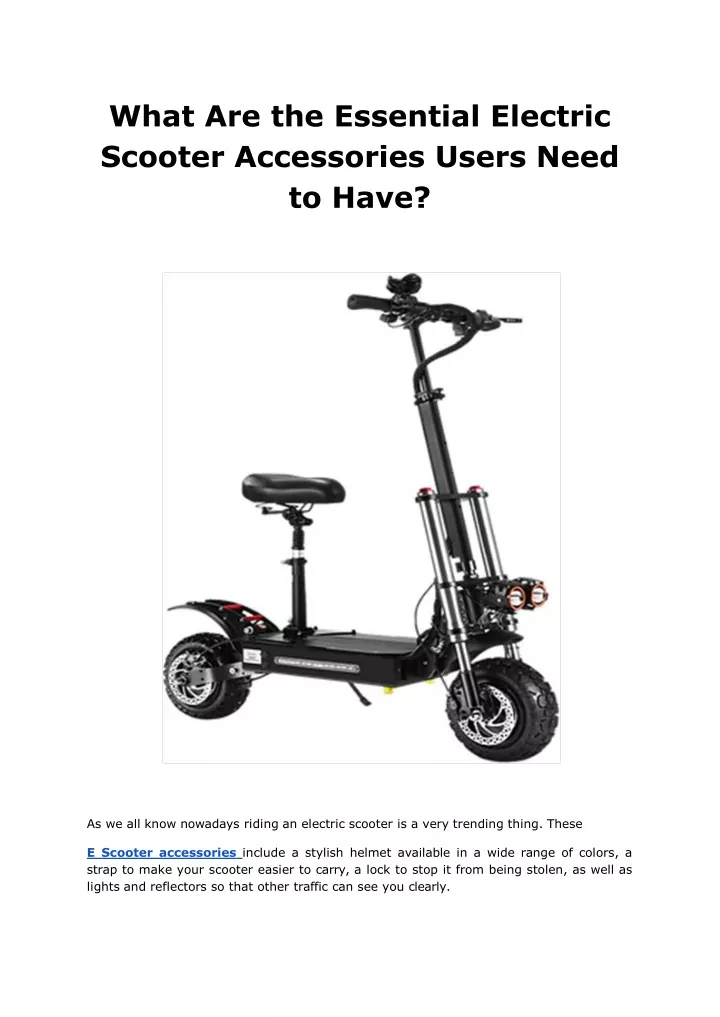 what are the essential electric scooter accessories users need to have