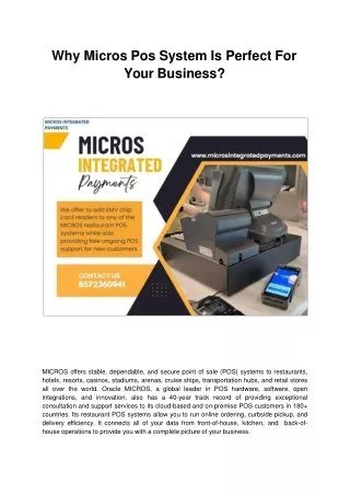 Why Micros Pos System Is Perfect For Your Business.ppt