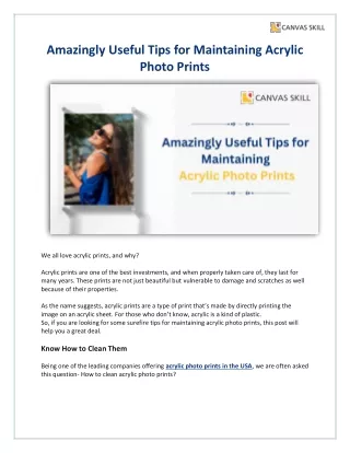 Amazingly Useful Tips for Maintaining Acrylic Photo Prints