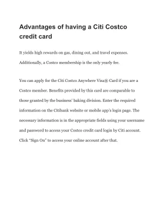 Advantages of having a Citi Costco credit card