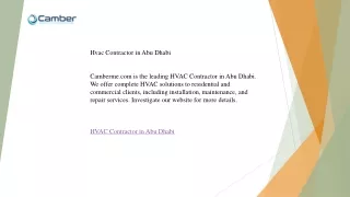 Hvac Contractor in Abu Dhabi  Camberme.com