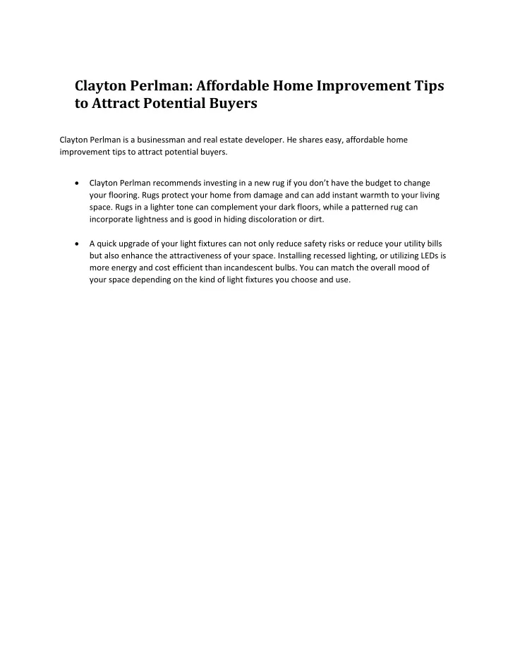 clayton perlman affordable home improvement tips