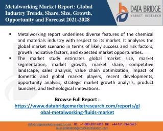 Metalworking Fluids Market – Industry Trends and Forecast to 2028