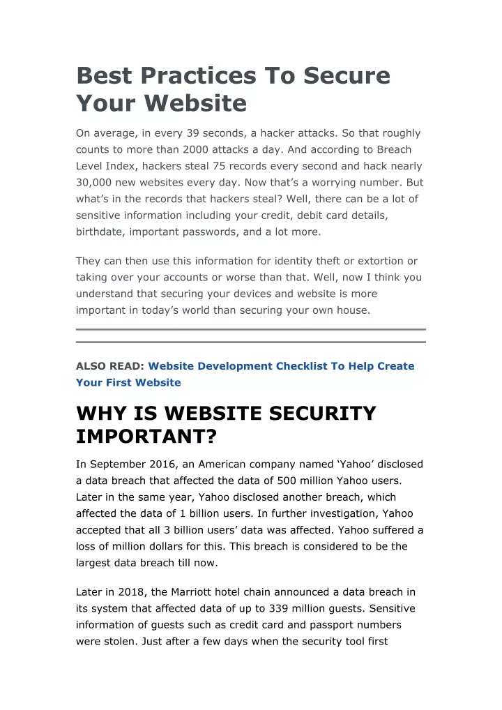 best practices to secure your website