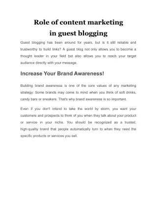 Role of content marketing  in guest blogging