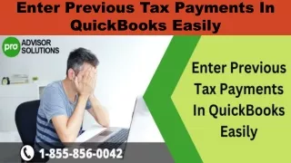 enter previous tax payments in quickbooks easily