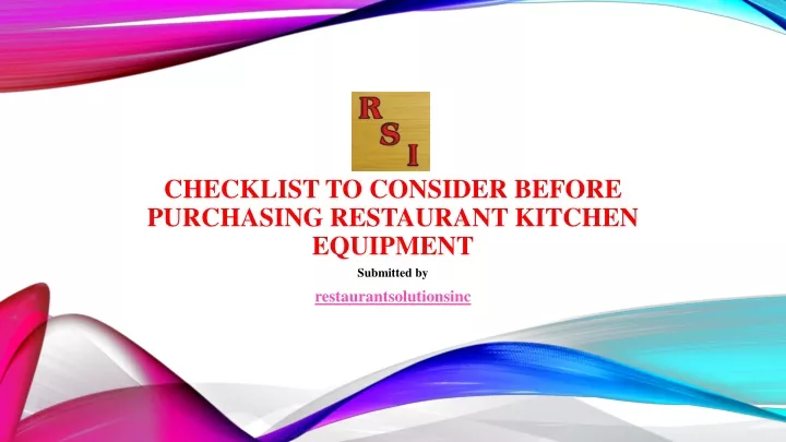 checklist to consider before purchasing restaurant kitchen equipment