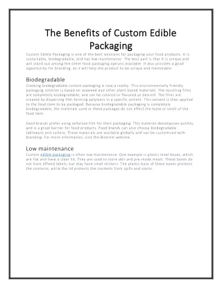 the the benefits of custom edible benefits