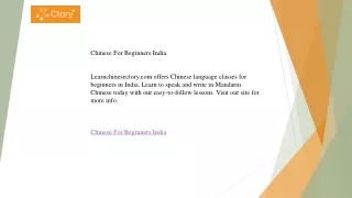 Chinese For Beginners India  Learnchinesectory.com