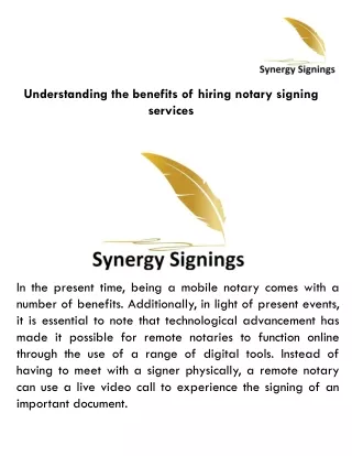 Understanding the benefits of hiring notary signing services