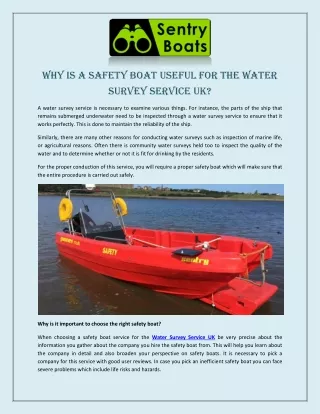 Why is a Safety Boat Useful for the Water Survey Service UK