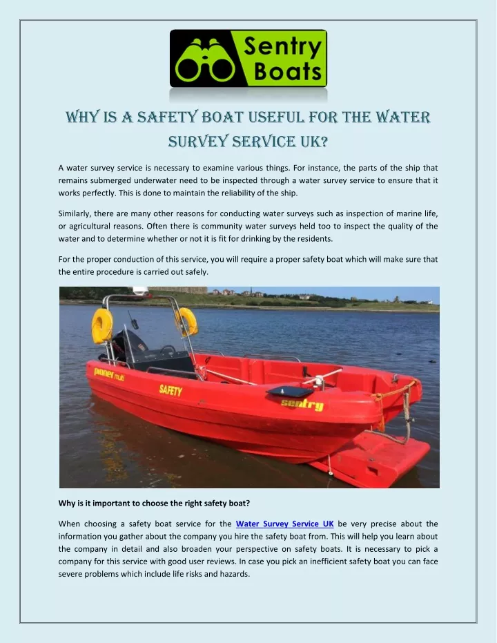 why is a safety boat useful for the water survey