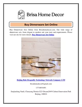 Buy Dinnerware Set Online  Brisahomedecor