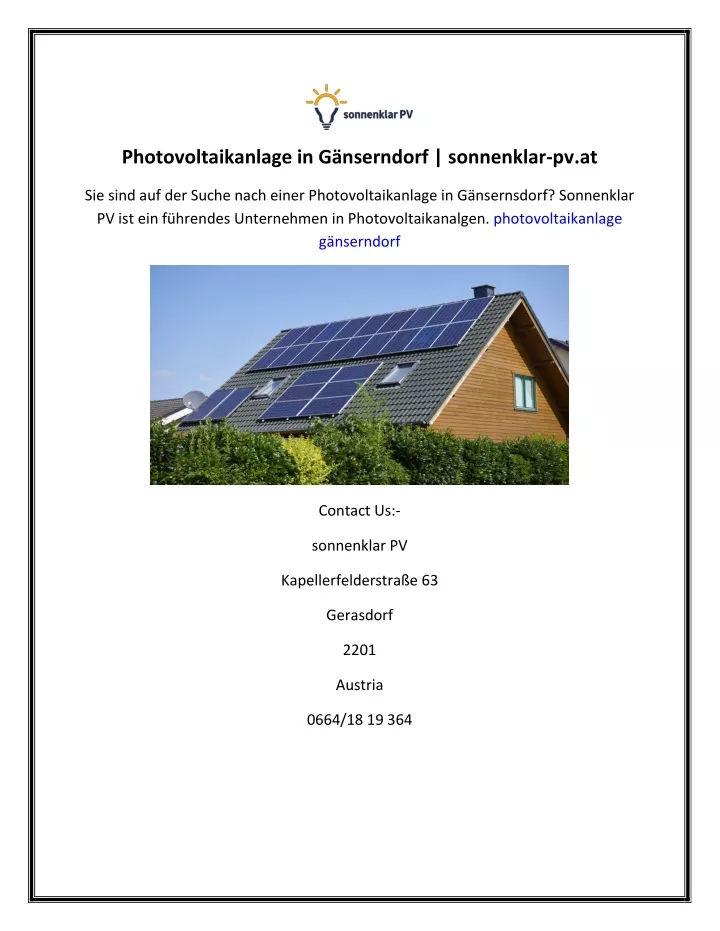 photovoltaikanlage in g nserndorf sonnenklar pv at