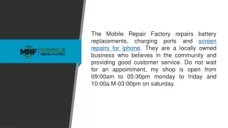 the mobile repair factory repairs battery