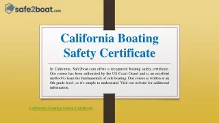 California Boating Safety Certificate | Safe2boat.com