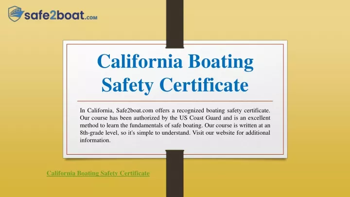 california boating safety certificate