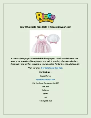 Buy Wholesale Kids Hats | Riocokidswear.com
