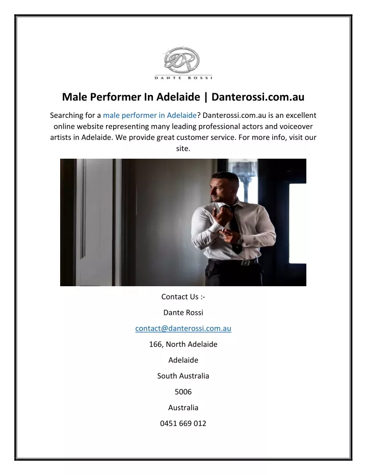 male performer in adelaide danterossi com au