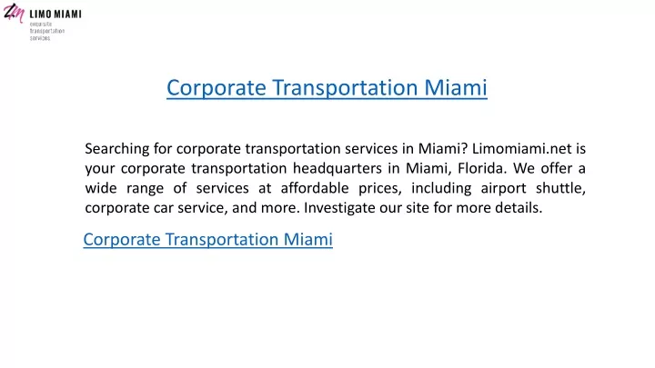 corporate transportation miami