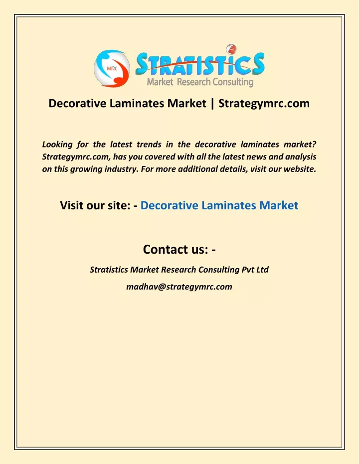 decorative laminates market strategymrc com