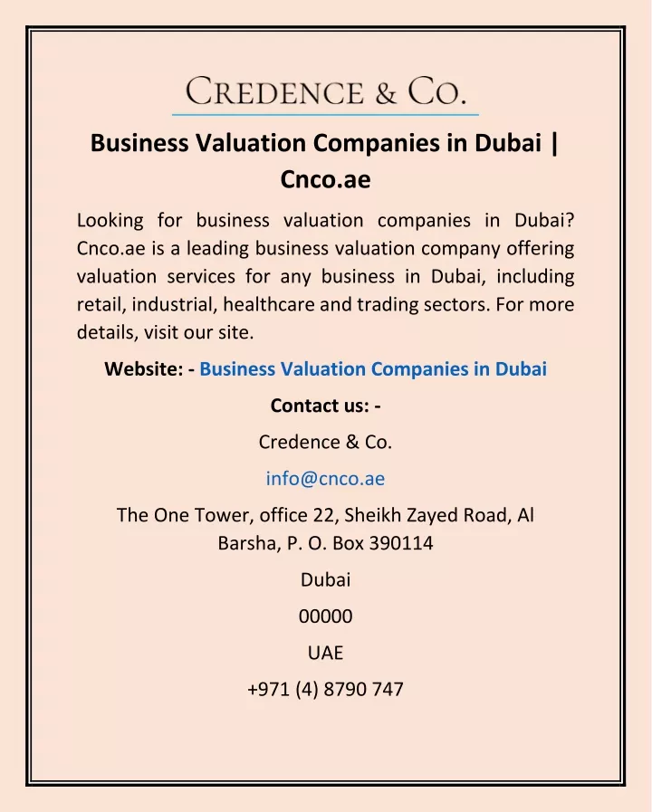 business valuation companies in dubai cnco ae