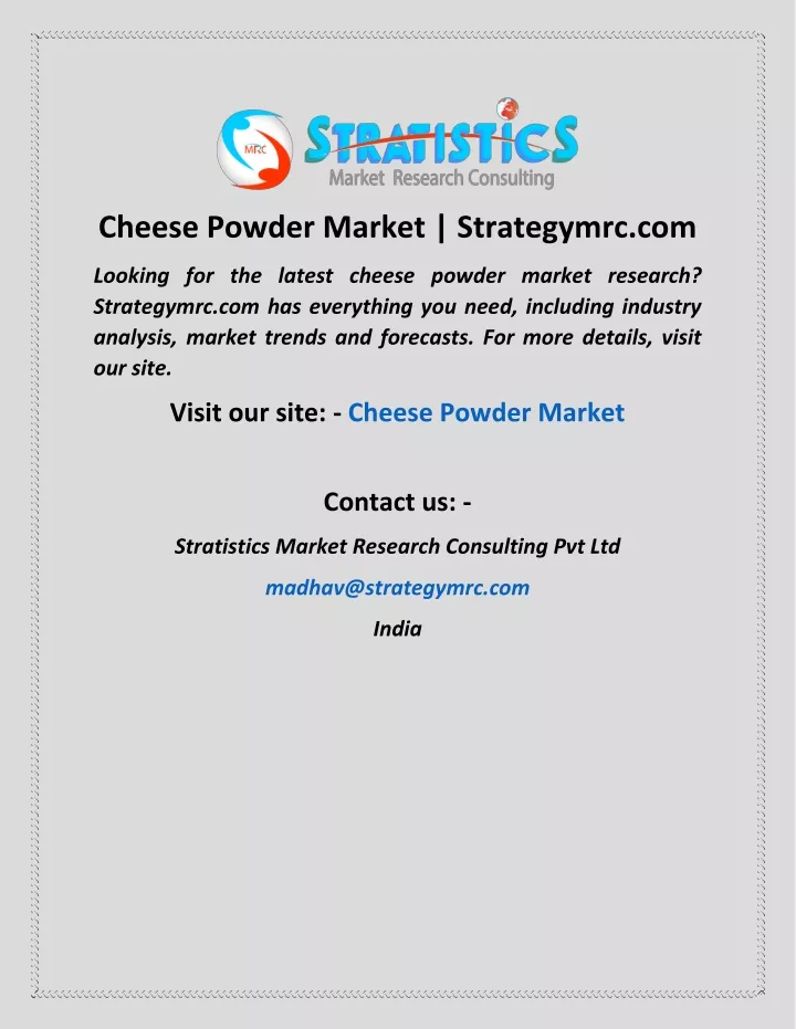 cheese powder market strategymrc com