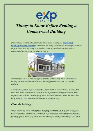 Things to Know Before Renting a  Commercial Building