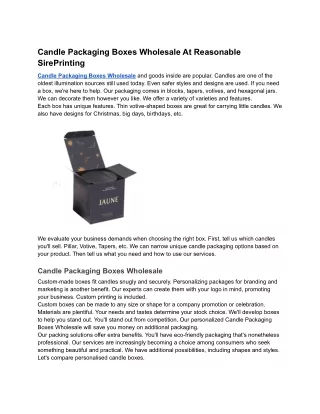 Candle Packaging Boxes Wholesale At Reasonable SirePrinting