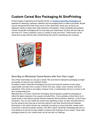 Custom Cereal Box Packaging At SirePrinting